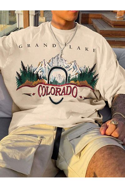 EVIus Μπλουζάκι με στάμπα Grand Lake Colorado Oversize
