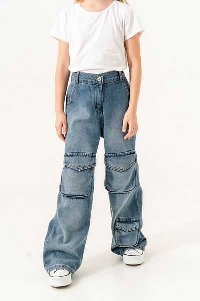 GİYİCEM TEKSTİL Girl's Jeans with Front Pocket 2156
