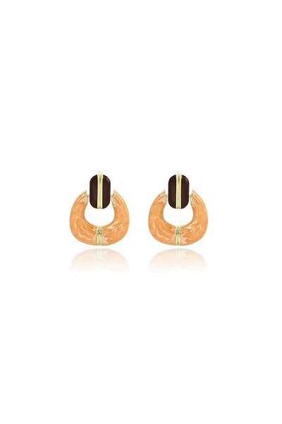 Pelin Aksesuar Tan Brown Vintage Earrings
