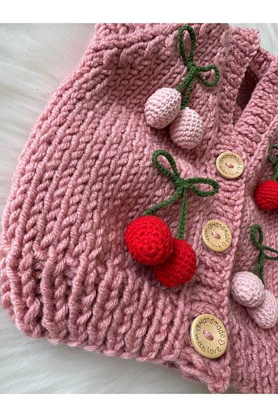 Home Cherry Figured Children's Cardigan
