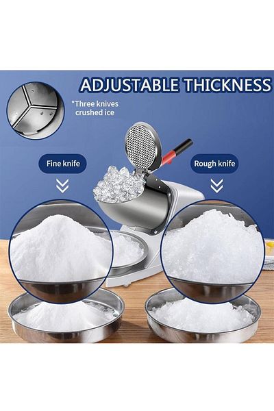 SOKANY Electric Ice Shaver Crusher 300W Double Blade Stainless Steel for Snow Cones Desserts Cocktails Fish