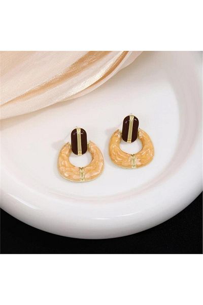 Pelin Aksesuar Tan Brown Vintage Earrings