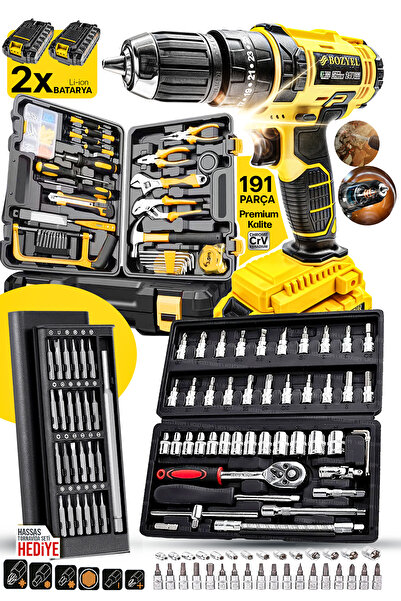 PROXTECH Profesyonel 191 Parça 1/4 Cırcırlı Lokma Anahtar Takımı, Pense, Lokm...