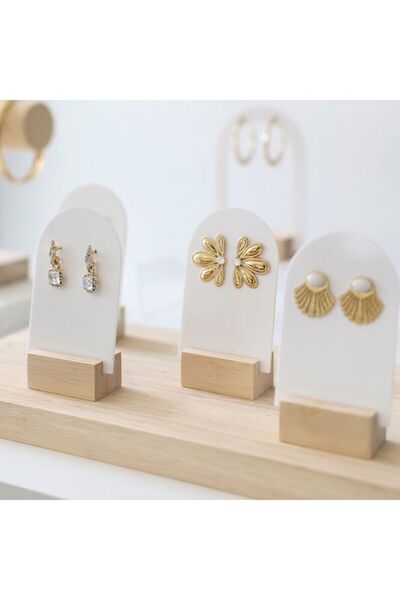 Madam curie Set of Five White Earring Display Rack Stand