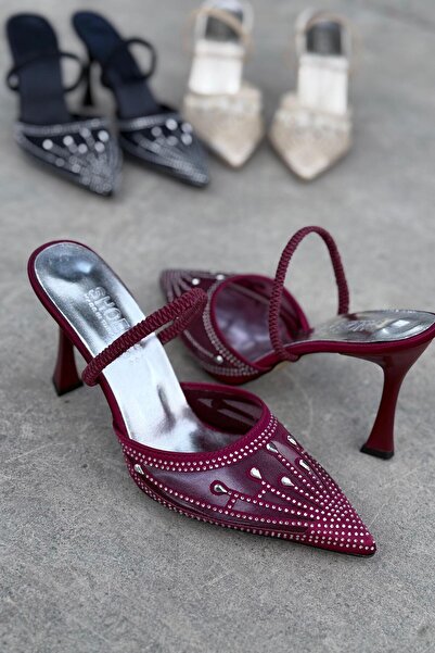 yezy shoes Stiletto cu toc subțire pentru femei cu detaliu de piatră de cristal