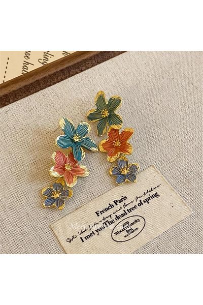 Pelin Aksesuar Pastel Color Flowers Earrings