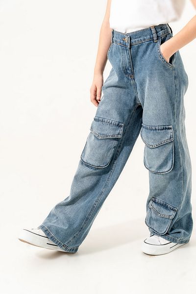 GİYİCEM TEKSTİL Girl's Jeans with Front Pocket 2156