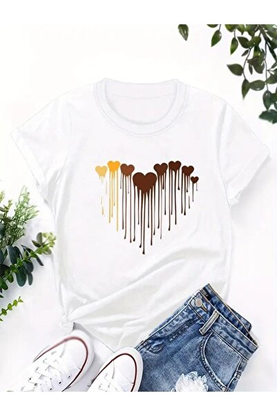 TekTarzz Μοντέρνο μπλουζάκι Unisex με πολύχρωμο σχέδιο εκτύπωσης καρδιάς