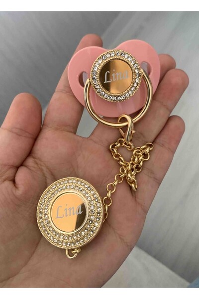 Sahi Aksesuar Isimli Pembe Bebek Emzik Zinciri Ve Bebek Silikon Emzik Seti Be...