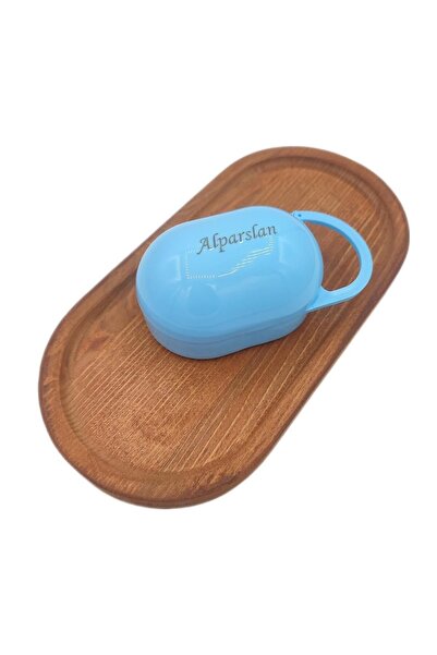 Sahi Aksesuar Kişiye Özel Isimli Mavi Renk Bebek Emzik Saklama Kabı (0-6 Ay) -