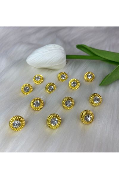 BİGÜMEX Gold Stone Button (18 Size) 11mm-10 Pieces