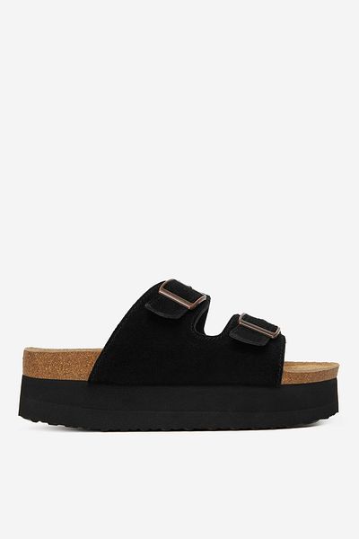 DeeZee Sandale damă din piele, negre, cu platformă 40