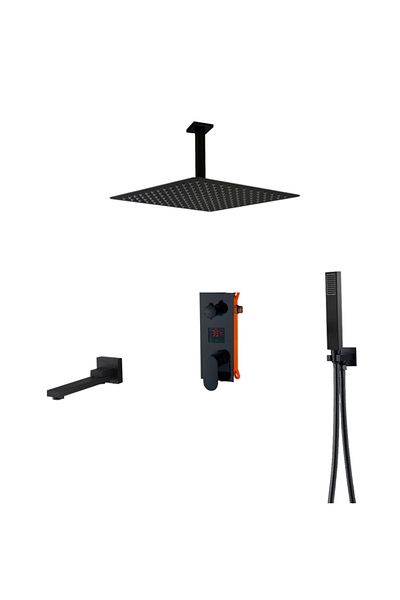 Blackswan Design Shower mixer set, Blackswan, Type M73.48, smart model matt black, size 30 cm