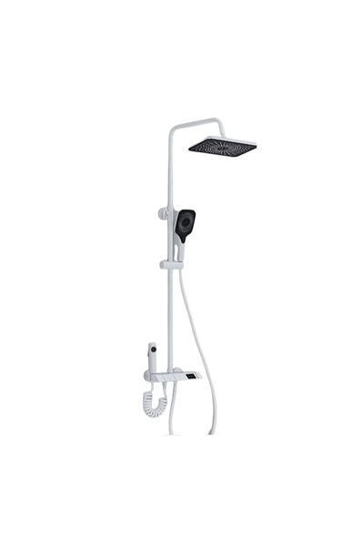 Blackswan Design Shower column, Blackswan, Type M170, white adjustable, LCD display, hidden pipe, pressure shower, 120 cm