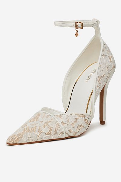 DeeZee Pantofi cu toc Stiletto pentru femei, albi, talpă joasă, talpă 39