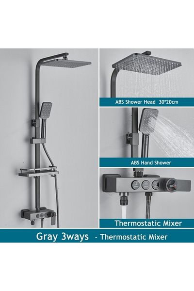Blackswan Design Shower column, Blackswan, Type M228, anthracite gray, thermostat, SPA type hand shower and mobile spout, 116 cm