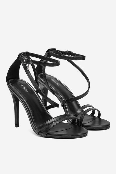 DeeZee Women's High Heel Sandals Low Black Stiletto 40