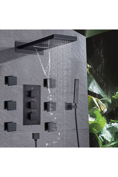 Blackswan Design Shower mixer set with massage, Blackswan, Type M73.32, matt black model, size 52 cm
