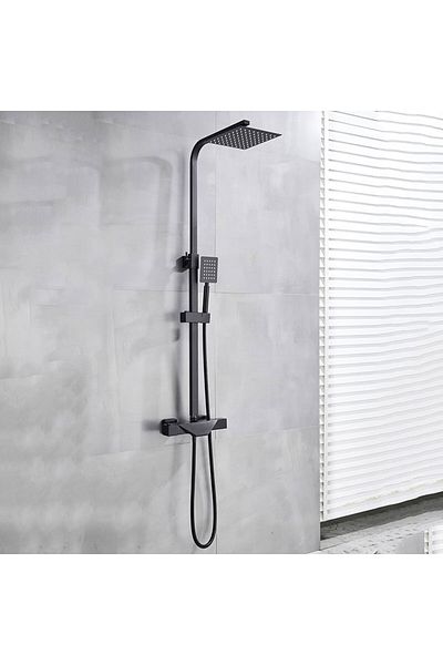 Blackswan Design Shower mixer, Blackswan, Type M80.2 Thermostat, matt black model, size 20 cm