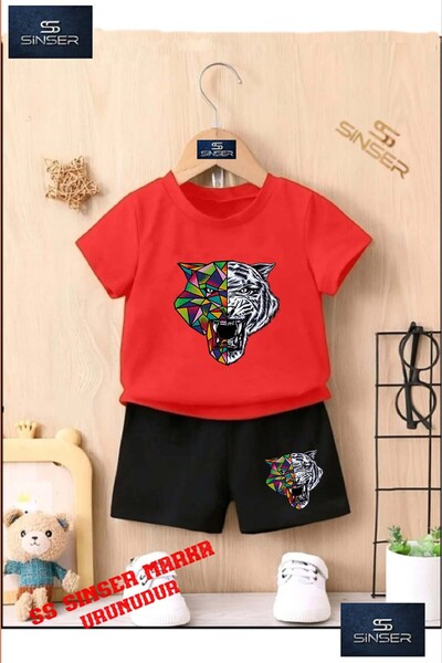 SS SİNSER Tricou cu gât rotund cu imprimeu special pentru copii „TIGER GEOMET...