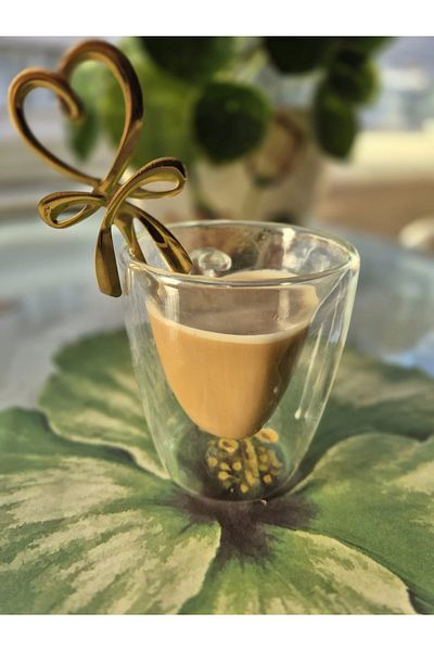 Agbtrend Gold Coffee Spoon with Heart and Bow 1 Piece