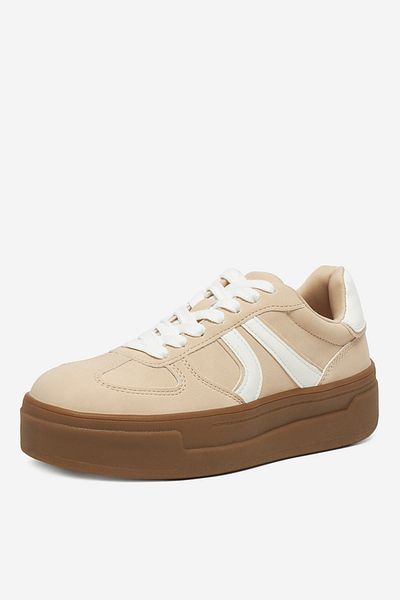 DeeZee Women's Sneakers low beige flat, with platform 37