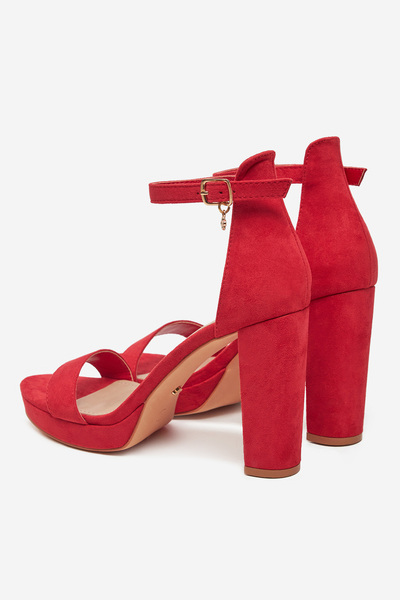 DeeZee Women's Sandals on a block low red block 39