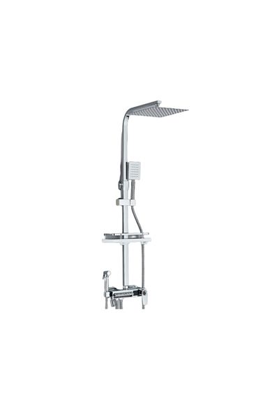 Blackswan Design Shower column, Blackswan, Type M249, chrome, thermostat, LCD display, pressure shower and mobile spout, 30 cm