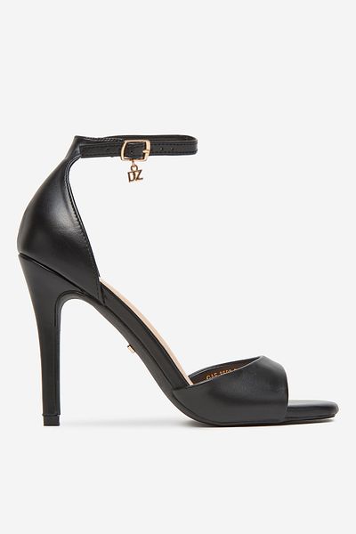 DeeZee Sandale cu toc înalt pentru femei, stiletto, negre, talie înaltă, 36