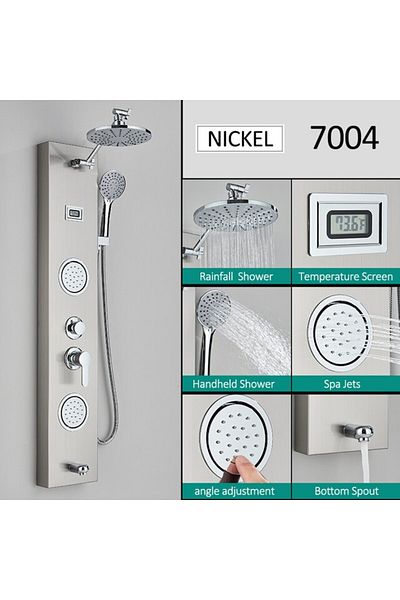 Blackswan Design Panel dus, Blackswan, Tip M7004 nichel cu cap de dus, afisaj digital, pipa si functii SPA, 111 cm
