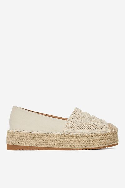 DeeZee Women's Espadrilles low beige flats, with platform 39