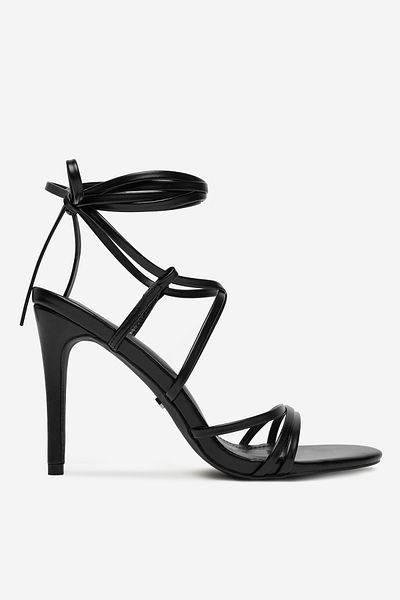 DeeZee Women's High Heel Sandals Low Black Stiletto 38