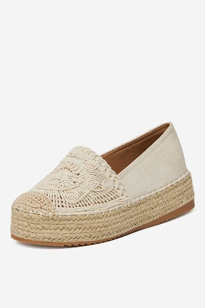 DeeZee Women's Espadrilles low beige flats, with platform 39