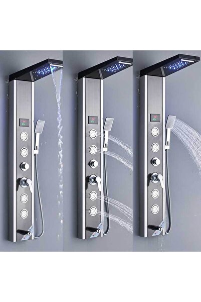 Blackswan Design Shower panel, Blackswan, Type M9004 black model with LED, digital display, spout and SPA functions, 112 cm