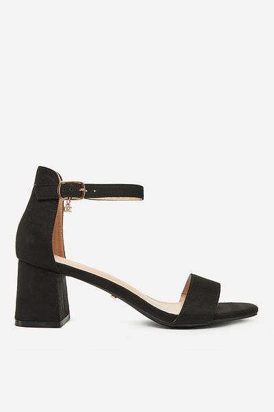 DeeZee Sandale damă cu toc jos, negre, 38