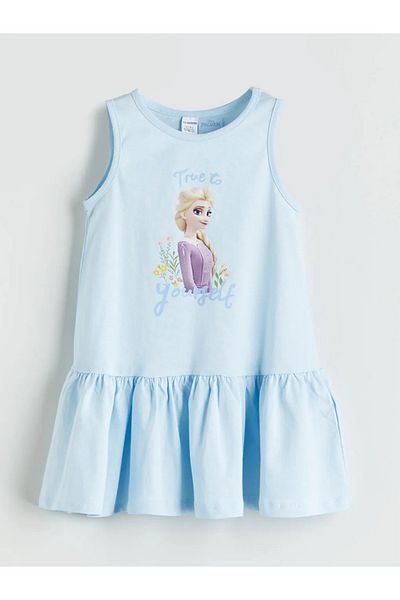 LC Waikiki Lcw kids blue elsa printed girl's jersey dress