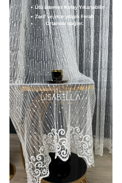 LisabellaHome Σχέδιο ζιγκ-ζαγκ Brode τούλι (επίπεδη ραφή χωρίς πιέτες) δεν χρειάζεται σιδέρωμα