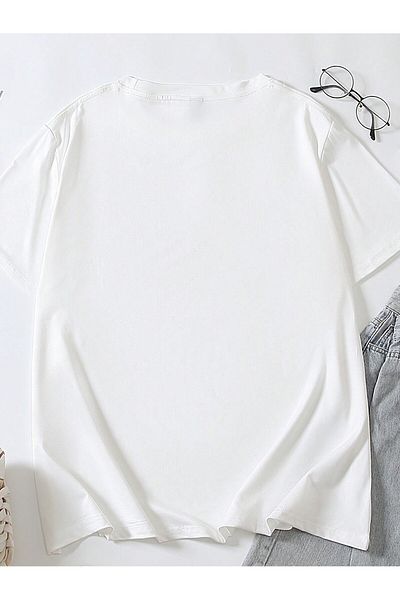 EVIus Tricou oversize cu panglică și ursuleț de pluș imprimat
