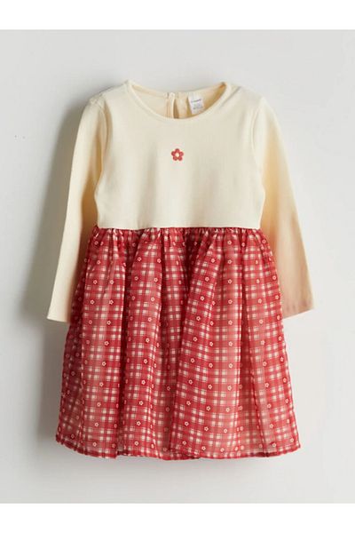 LC Waikiki Lcw Kids Ecru Crew Neck Floral Girl's Camisole Dress