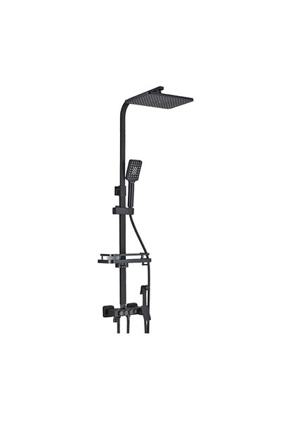 Blackswan Design Shower column, Blackswan, Type M142, adjustable matt black model, movable spout, pressure shower, 116 cm