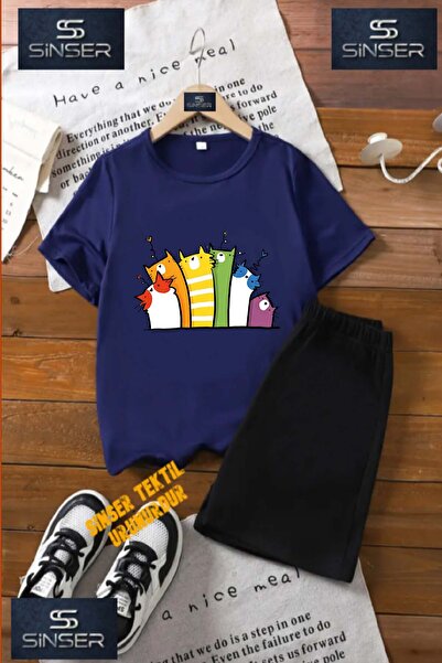 SS SİNSER Παιδικό μπλουζάκι με στάμπα "CATS 5 COLORFUL" με λαιμόκοψη ποδηλάτο...