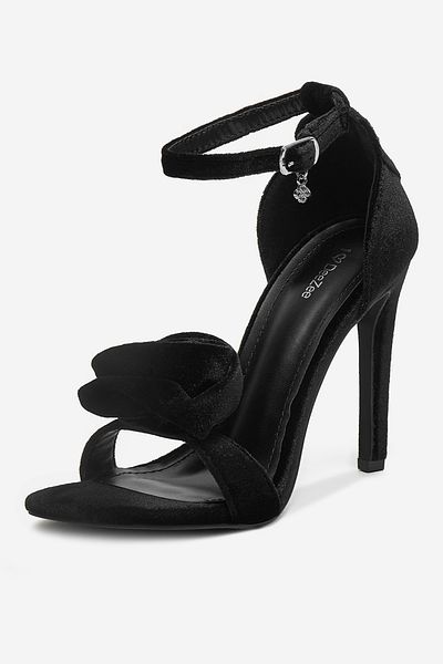 DeeZee Sandale cu toc înalt pentru femei, stiletto, negre, talie înaltă, 35