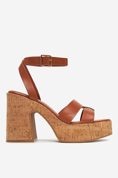 DeeZee Women's low sandals brown high heel platform 35