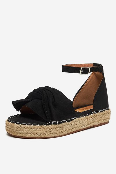 DeeZee Sandale joase pentru femei, negre, plate, 37