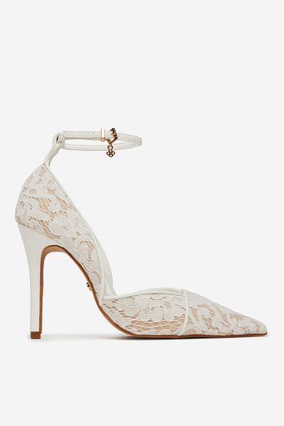 DeeZee Pantofi cu toc Stiletto pentru femei, albi, talpă joasă, talpă 39