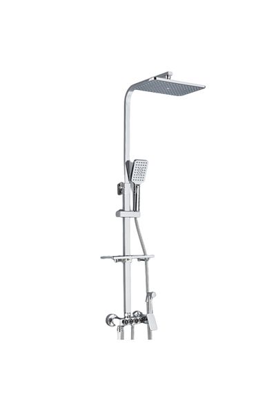 Blackswan Design Shower column, Blackswan, Type M143, adjustable chrome, with movable spout, pressure shower and shelf, 116 cm