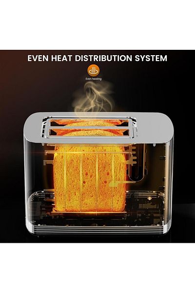 MEBASHI 2 Slice Bread Toaster Stainless Steel with Digital Display 7 Shade Levels Adjustable Browning Fast
