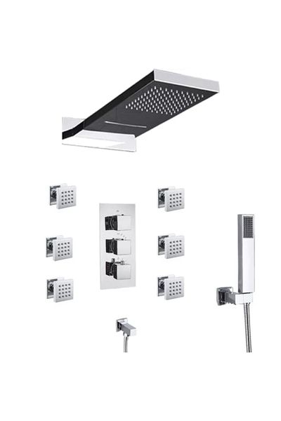 Blackswan Design Shower mixer set with massage, Blackswan, Type M73.33, glossy chrome model, size 52 cm