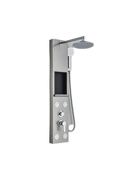 Blackswan Design Shower panel, Blackswan, Type M7001 nickel model with shower head, storage shelf and SPA functions, 111 cm