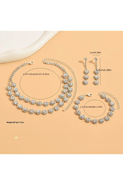 Estilo Lingerie Flower Motif Row Model Zircon Stone Jewelry Set Gift Jewelry Set Bridal Jewelry Engagement Invitation Jewelry